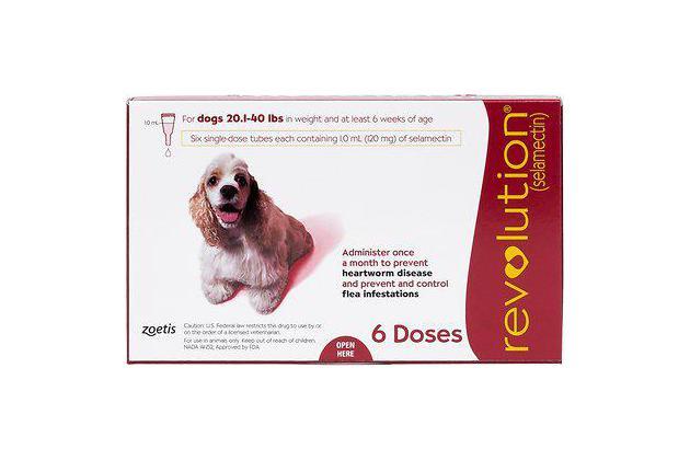 Revolution for Dogs (20.1 to 40 pounds), good for ear mites, but misses most ticks in dogs