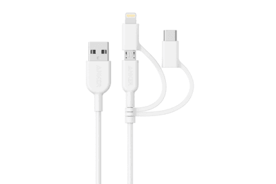 Anker PowerLine II 3-in-1 Cable, three port options, one cable