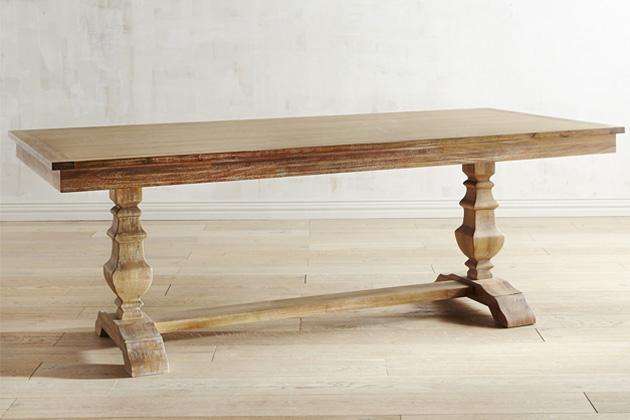 Pier 1 Bradding Collection Natural Stonewash 84″ Dining Table, an antique-inspired pedestal table
