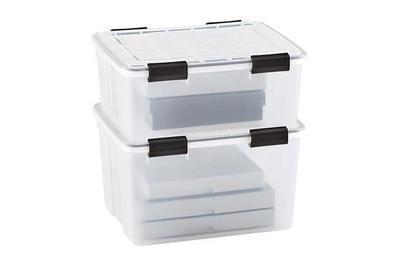 The Container Store 41-Qt Clear Weathertight Tote, best under-bed bins
