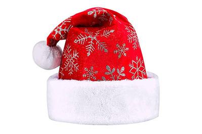 LessMo Snowflake Pattern Velvet Santa Hat, a stylish, non-custom santa hat
