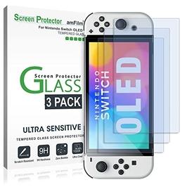 amFilm Tempered Glass Screen Protector for Nintendo Switch OLED, protection for the switch oled