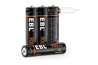  EBL Li-ion AAA 900 mWh (600 mAh), the best lithium rechargeable aaa batteries