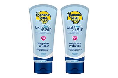 Banana Boat Light As Air Sunscreen Lotion SPF 50+, a lightweight, oxybenzone-free chemical sunscreen
