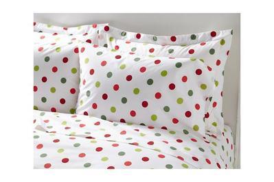 Garnet Hill Polka-Dot Percale Sheet Set, soft and colorful xl sheets for your dorm bed
