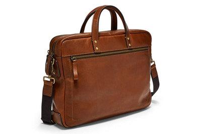 Fossil Haskell Double Zip Briefcase	, a workhorse leather bag