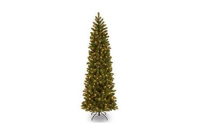 National Tree Company 7.5-foot Feel Real Downswept Douglas Fir Pencil Slim (PEDD4-392D-75), a slimmer version of our pick